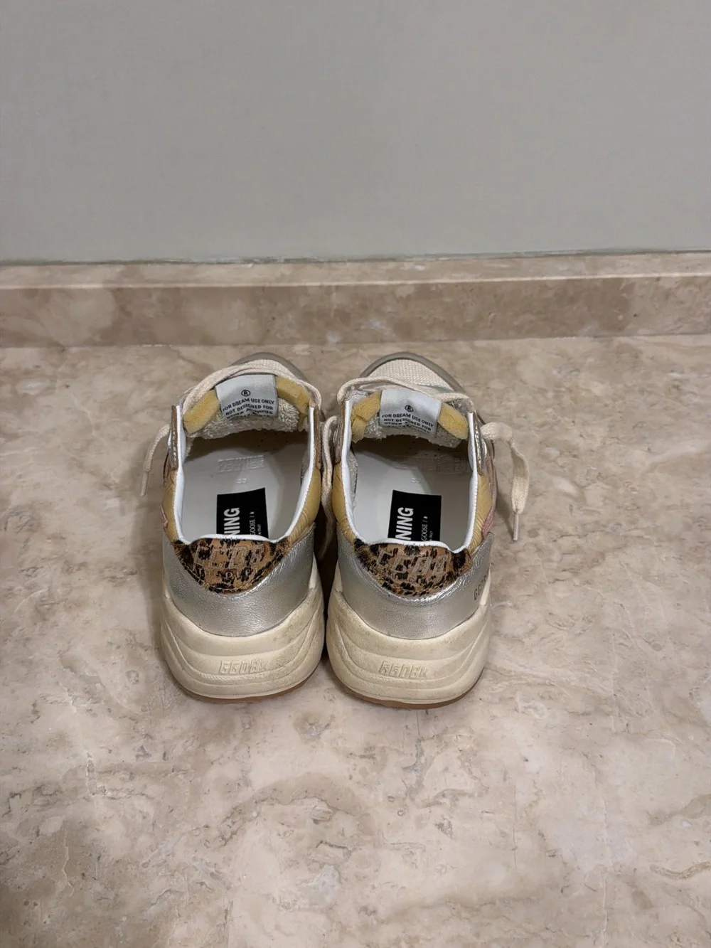 Golden Goose Metallic Silver & Pink Star Chunky Running Sneaker